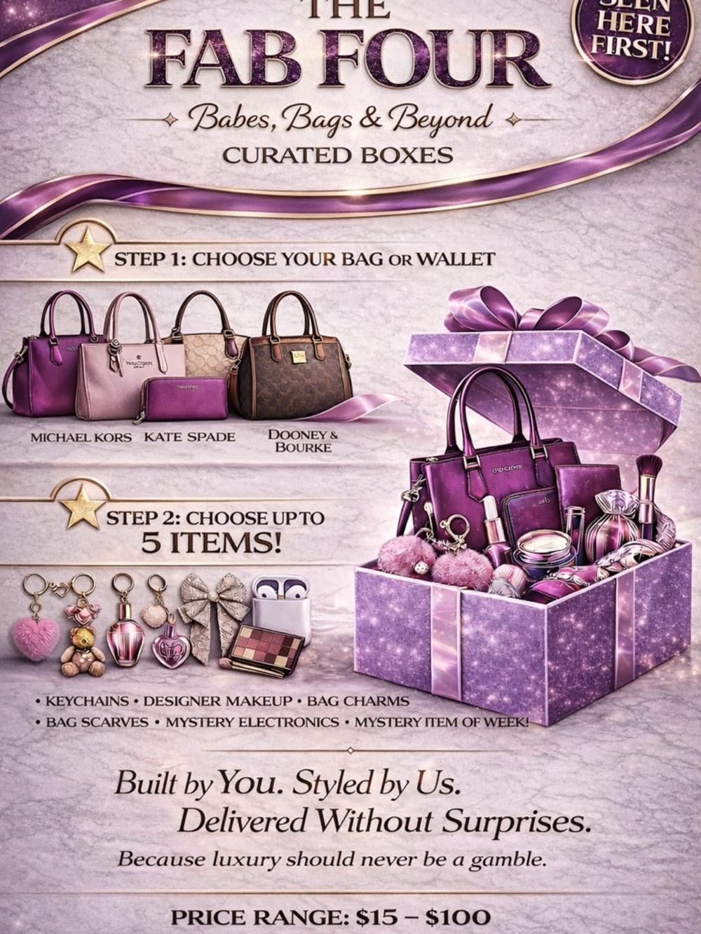 💜👽💜🐶💜💃💜🚌💜 FAB FOUR BABES, BAGS, BEYOND CURATED BOXES 💜👽💜🐶💜💃💜🚌💜